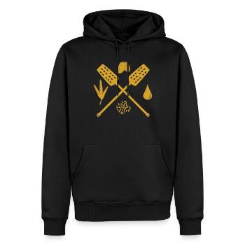 Bière Braupaddel Houblon et malt - Sweat à capuche Premium bio Homme - noir - Devant - Nico (187cm)