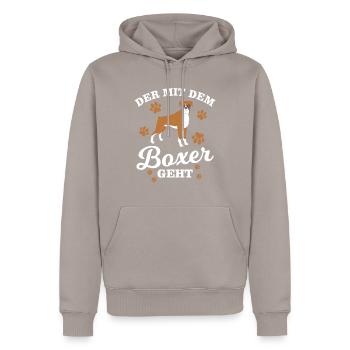 Race de chien Boxer - Sweat à capuche Premium bio Homme - taupe - Devant - Nico (187cm)