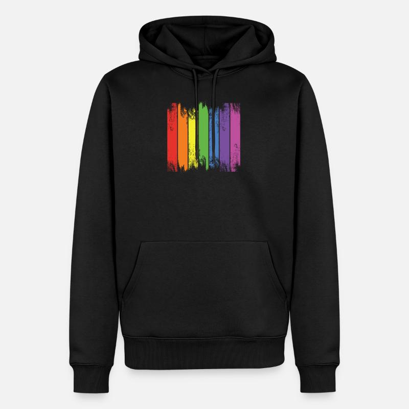 Regenbogen - Männer Premium Bio Hoodie - Schwarz