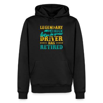 Legendary Truck Driver Has Retired Driver Gift - Men’s Premium Organic Hoodie - black - Front - Nico (187cm)