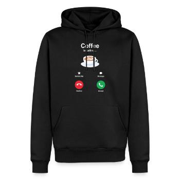 coffee - Men’s Premium Organic Hoodie - black - Front - Nico (187cm)