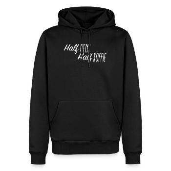 Moitié humain, moitié café - Sweat à capuche Premium bio Homme - noir - Devant - Nico (187cm)