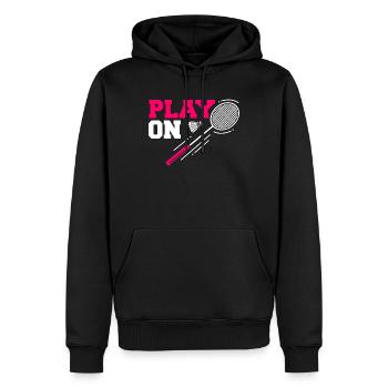 badminton - Sweat à capuche Premium bio Homme - noir - Devant - Nico (187cm)