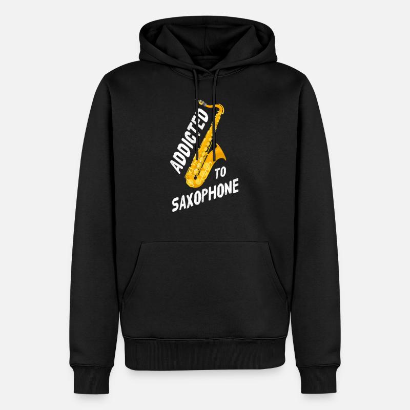 saxophone - Sweat à capuche Premium bio Homme - noir