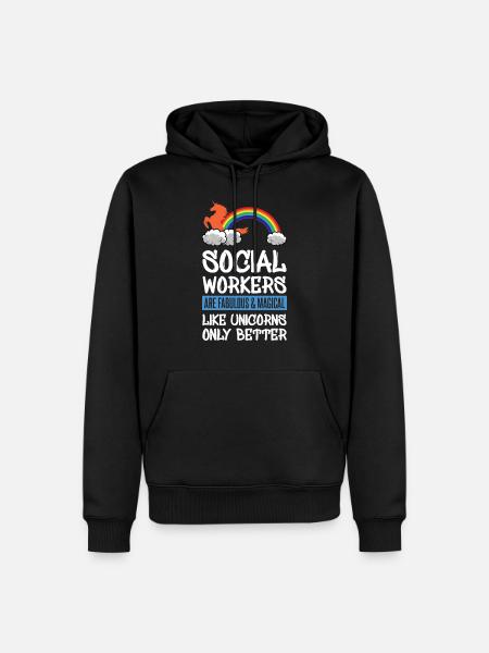 Maatschappelijk werkers zijn rode eenhoorns - Herre Premium økologisk hoodie - sort