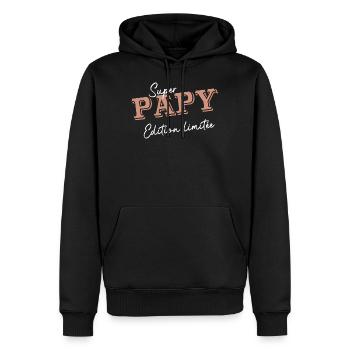 Super papy - Sweat à capuche Premium bio Homme - noir - Devant - Nico (187cm)
