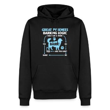 Logik des Bellenden Pyrenäenberghund - Männer Premium Bio Hoodie - Schwarz - Vorne - Nico (187cm)