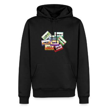 Stereo Kassetten Mixtape Radio 80er 90er Musik - Männer Premium Bio Hoodie - Schwarz - Vorne - Nico (187cm)