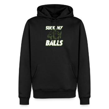 Cadeau drôle de pêcheur à la carpe - Sweat à capuche Premium bio Homme - noir - Devant - Nico (187cm)