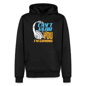 Je ne peux pas t'entendre, je suis un cadeau de jeu pour les joueurs - Sweat à capuche Premium bio Homme - noir - Devant - Nico (187cm)