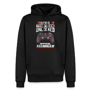 13e anniversaire garçon adolescent anniversaire gamer - Sweat à capuche Premium bio Homme - noir - Devant - Nico (187cm)