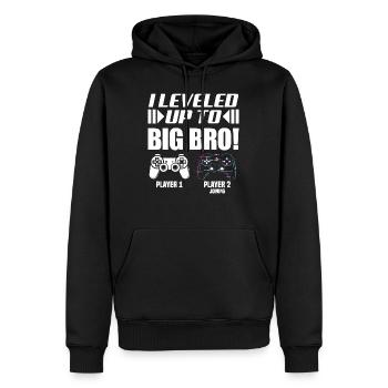 I Leveled Up To Big Bro! Ich Werde Großer Bruder - Männer Premium Bio Hoodie - Schwarz - Vorne - Nico (187cm)