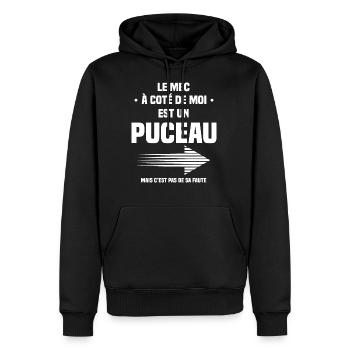 puceau - cadeau humour et drôle - Sweat à capuche Premium bio Homme - noir - Devant - Nico (187cm)