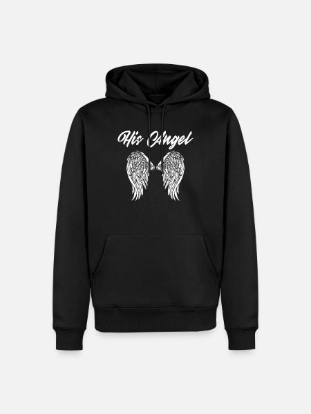 Partnerlook Couple Partner Paar Angel Engel - Männer Premium Bio Hoodie - Schwarz
