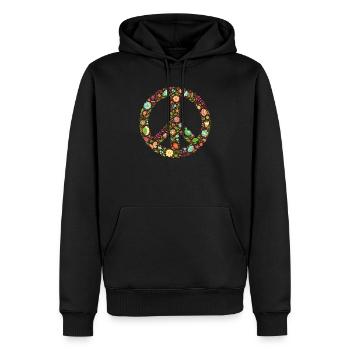 Mouvement d'amour de la liberté des fleurs de la paix des années 70 - Sweat à capuche Premium bio Homme - noir - Devant - Nico (187cm)