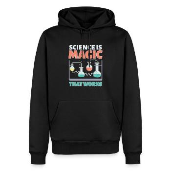 La science est magique Science Nerd - Sweat à capuche Premium bio Homme - noir - Devant - Nico (187cm)