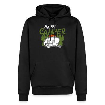 Camping Camper Wohnwagen - Happy Camper - Männer Premium Bio Hoodie - Schwarz - Vorne - Nico (187cm)