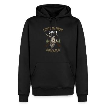 Jäger Waidmannsheil Echte Männer - Männer Premium Bio Hoodie - Schwarz - Vorne - Nico (187cm)