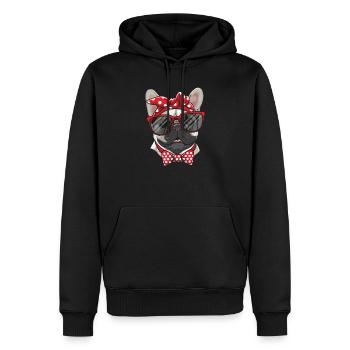 Süße französische Bulldogge mit Sonnenbrille - Männer Premium Bio Hoodie - Schwarz - Vorne - Nico (187cm)