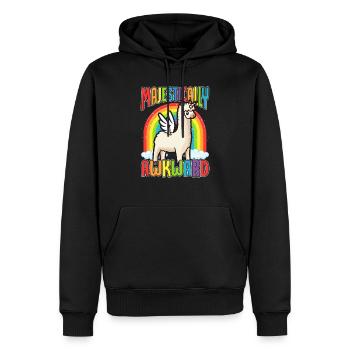 Arc en ciel majestueux lama licorne ange - Sweat à capuche Premium bio Homme - noir - Devant - Nico (187cm)