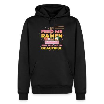 Feed Me Ramen Lustig Geschenk - Männer Premium Bio Hoodie - Schwarz - Vorne - Nico (187cm)