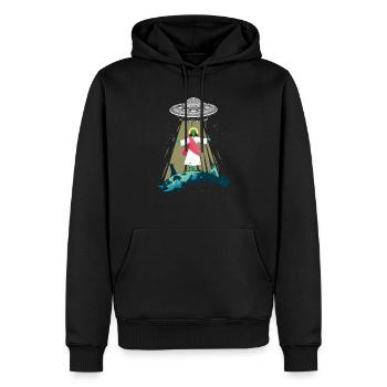 Jésus Alien Abduction UFO Believer Aliens Gift - Sweat à capuche Premium bio Homme - noir - Devant - Nico (187cm)