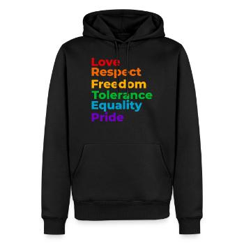 Love Respect Tolerance - Männer Premium Bio Hoodie - Schwarz - Vorne - Nico (187cm)