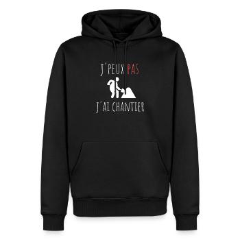 j'peux pas j'ai chantier cadeau anniversaire - Sweat à capuche Premium bio Homme - noir - Devant - Nico (187cm)