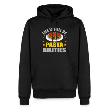 Pasta - Männer Premium Bio Hoodie - Schwarz - Vorne - Nico (187cm)