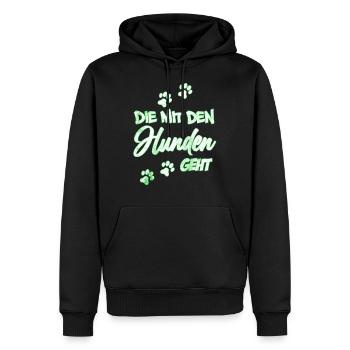 Die mit den Hunden geht | Hundebesitzerin Geschenk - Männer Premium Bio Hoodie - Schwarz - Vorne - Nico (187cm)