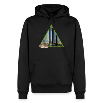 forêt 52 avec hérisson - Sweat à capuche Premium bio Homme - noir - Devant - Nico (187cm)