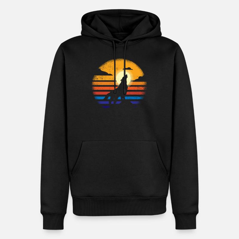 Wolf - Männer Premium Bio Hoodie - Schwarz