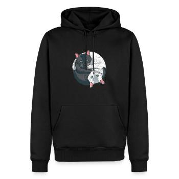 Doux Yin Yang chat chat spirituel chat animal de compagnie - Sweat à capuche Premium bio Homme - noir - Devant - Nico (187cm)