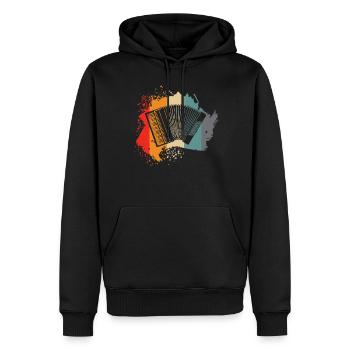 Accordéon - beau design rétro - Sweat à capuche Premium bio Homme - noir - Devant - Nico (187cm)