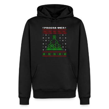 Programmeur ordinateur cadeau de chandail de Noël laid - Sweat à capuche Premium bio Homme - noir - Devant - Nico (187cm)