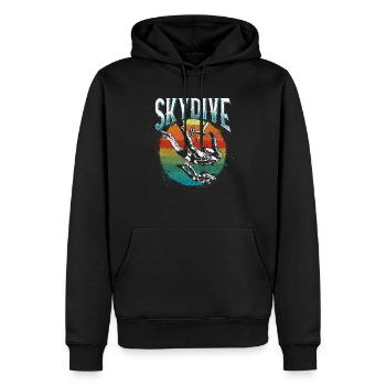 Parachutistes avion - Sweat à capuche Premium bio Homme - noir - Devant - Nico (187cm)