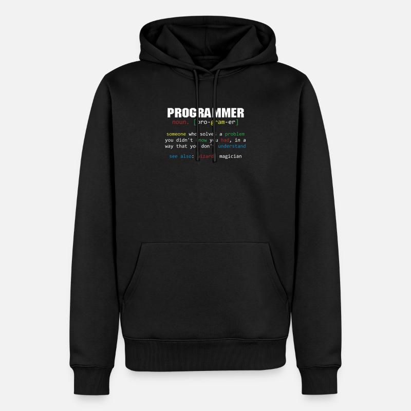 Programmer Definition Coder Programming Coding - Men’s Premium Organic Hoodie - black