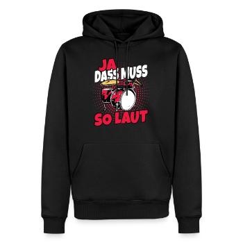 Das muss so laut sein Drummer Drumset Schlagzeug - Männer Premium Bio Hoodie - Schwarz - Vorne - Nico (187cm)