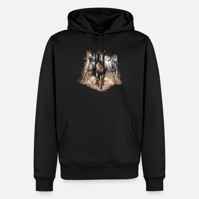 cheval - Sweat à capuche Premium bio Homme - noir
