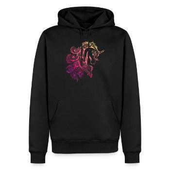 cheval - Sweat à capuche Premium bio Homme - noir - Devant - Nico (187cm)