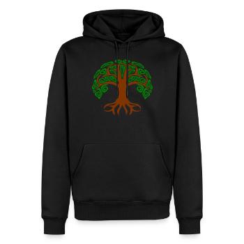 Lebensbaum Germanen Kelten und Yoga - Männer Premium Bio Hoodie - Schwarz - Vorne - Nico (187cm)