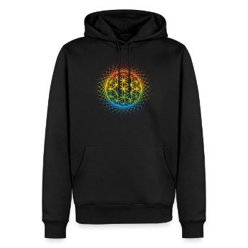 Bunte Blume des Lebens Sonne Heilige Geometrie - Männer Premium Bio Hoodie - Schwarz - Vorne - Nico (187cm)