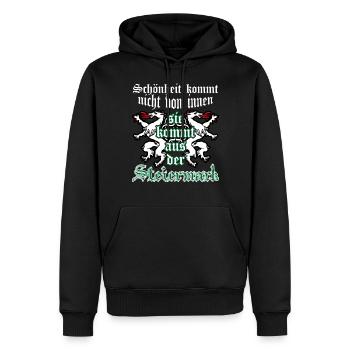 Steiermark - lustiger Steirer Spruch - Männer Premium Bio Hoodie - Schwarz - Vorne - Nico (187cm)