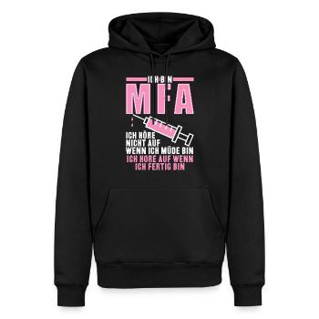 MFA - Medizinische Fachangestellte - Männer Premium Bio Hoodie - Schwarz - Vorne - Nico (187cm)