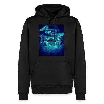Cabane dans la forêt, Finlande - Sweat à capuche Premium bio Homme - noir - Devant - Nico (187cm)