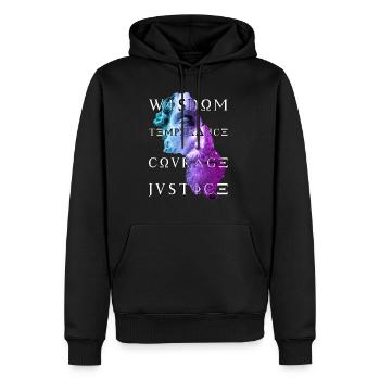 Marcus Tugenden des Stoikismus Weisheit Mut Gerechtigkeit - Männer Premium Bio Hoodie - Schwarz - Vorne - Nico (187cm)