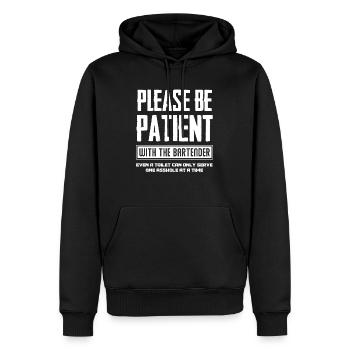 Barman drôle de cadeau de barman barman - Sweat à capuche Premium bio Homme - noir - Devant - Nico (187cm)