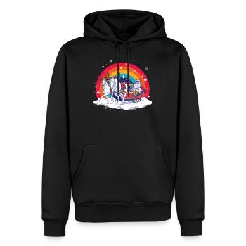 Licorne de Noël - Sweat à capuche Premium bio Homme - noir - Devant - Nico (187cm)