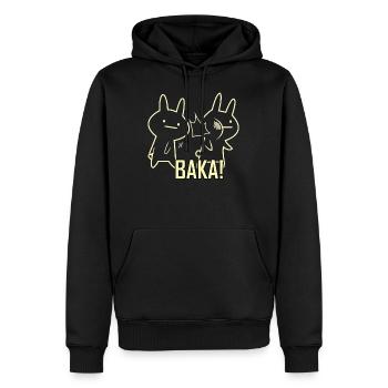 Lustige Kaninchen Baka - Männer Premium Bio Hoodie - Schwarz - Vorne - Nico (187cm)