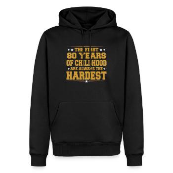 80. Geburtstag - Männer Premium Bio Hoodie - Schwarz - Vorne - Nico (187cm)